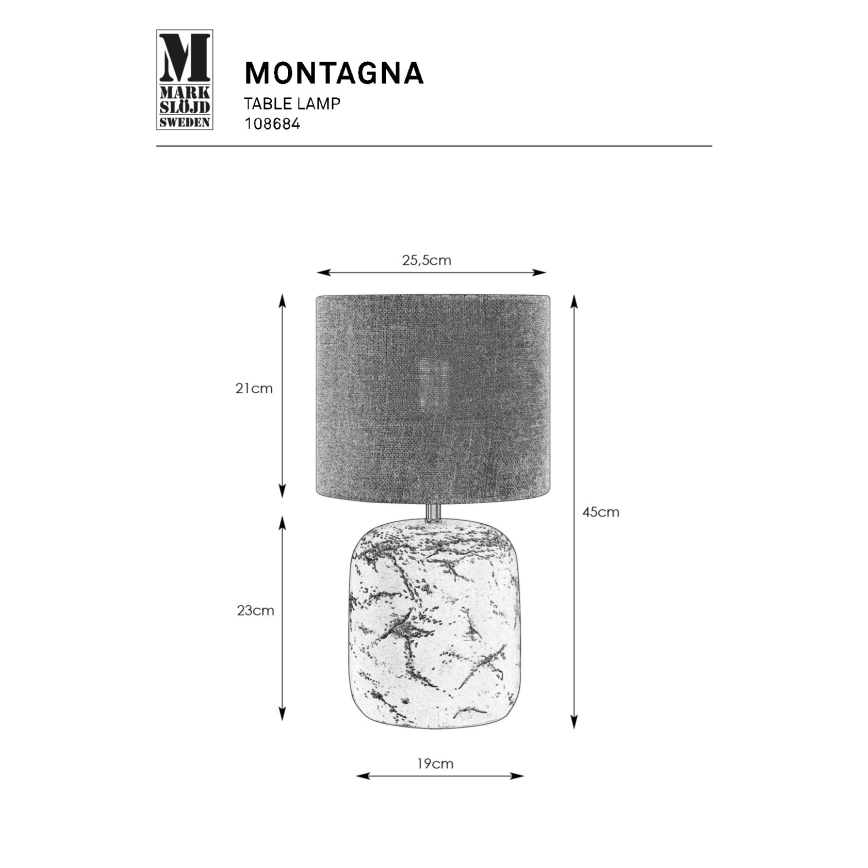 Markslöjd 108684 - Stolní lampa MONTAGNA 1xE14/40W/230V 45 cm béžová/černá