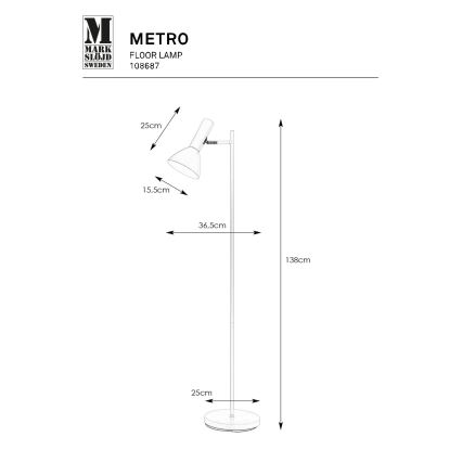 Markslöjd 108687 - Stojací lampa METRO 1xE27/40W/230V bílá