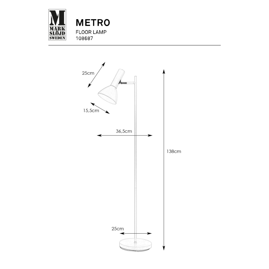 Markslöjd 108687 - Stojací lampa METRO 1xE27/40W/230V bílá
