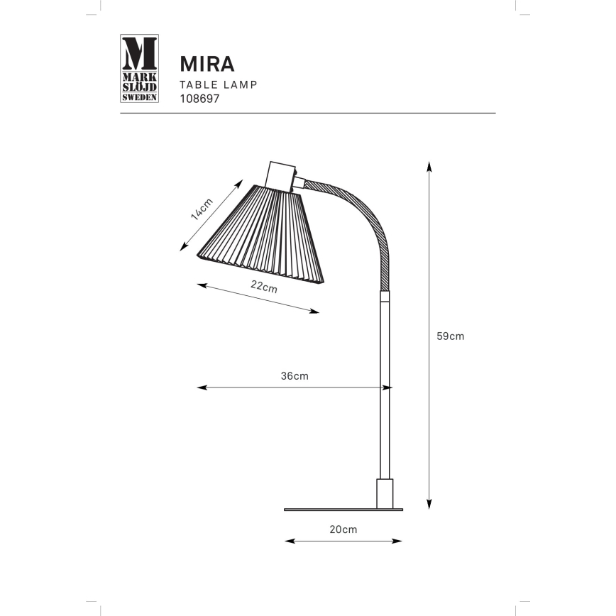 Markslöjd 108697 - Stolní lampa MIRA 1xE14/40W/230V černá/bílá