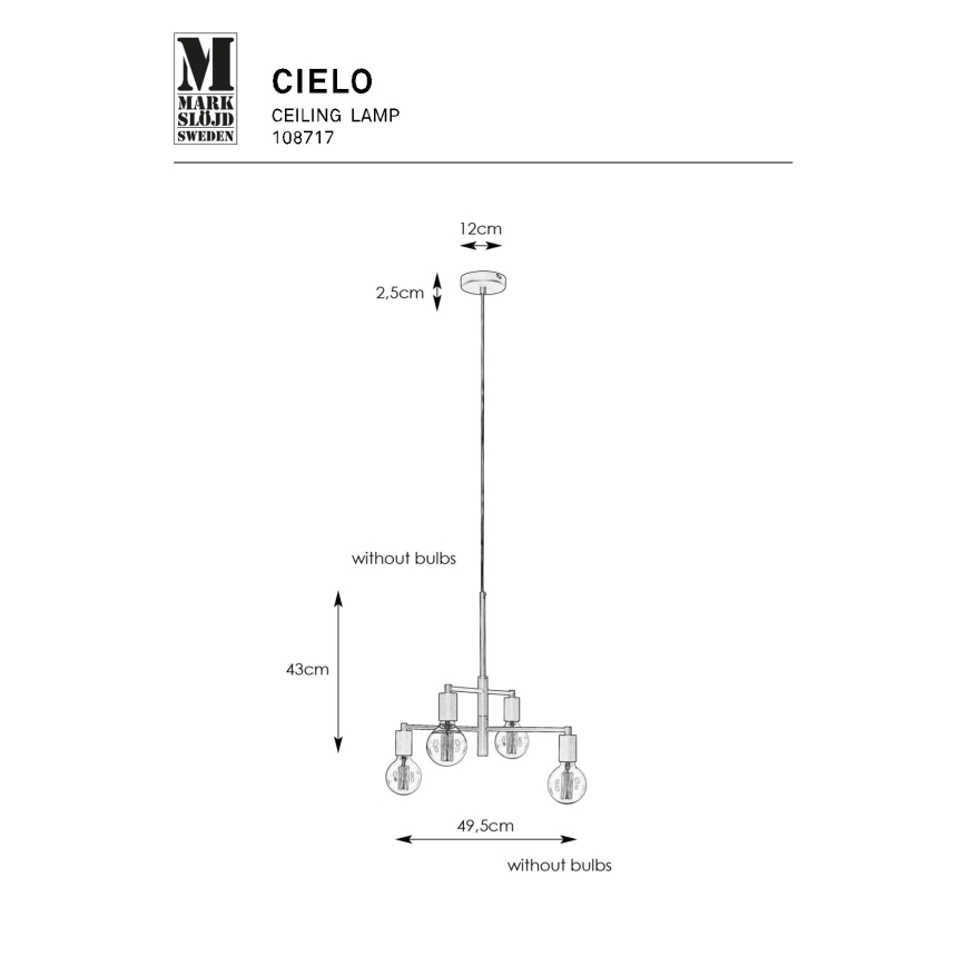 Markslöjd 108717 - Lustr na lanku CIELO 6xE27/40W/230V černá