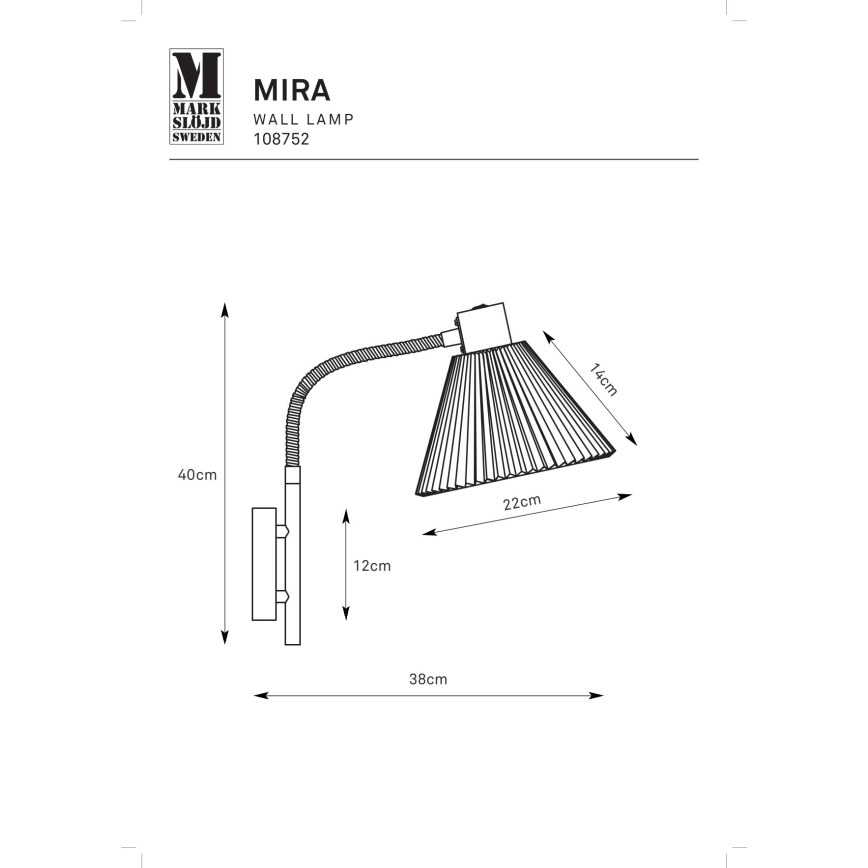Markslöjd 108752 - Nástěnná lampa MIRA 1xE14/40W/230V černá/bílá