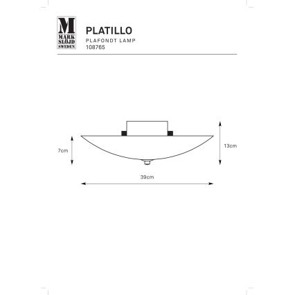Markslöjd 108765 - Stropní svítidlo PLATILLO 2xE27/40W/230V pr. 39 cm