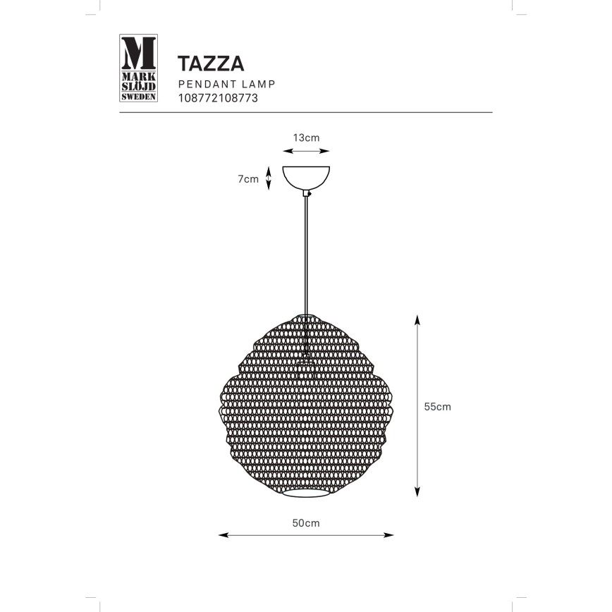 Markslöjd 108773 - Lustr na lanku TAZZA 1xE27/40W/230V zlatá