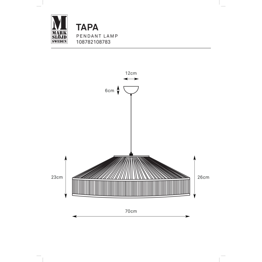 Markslöjd 108782 - Lustr na lanku TAPA 1xE27/40W/230V černá/bambus
