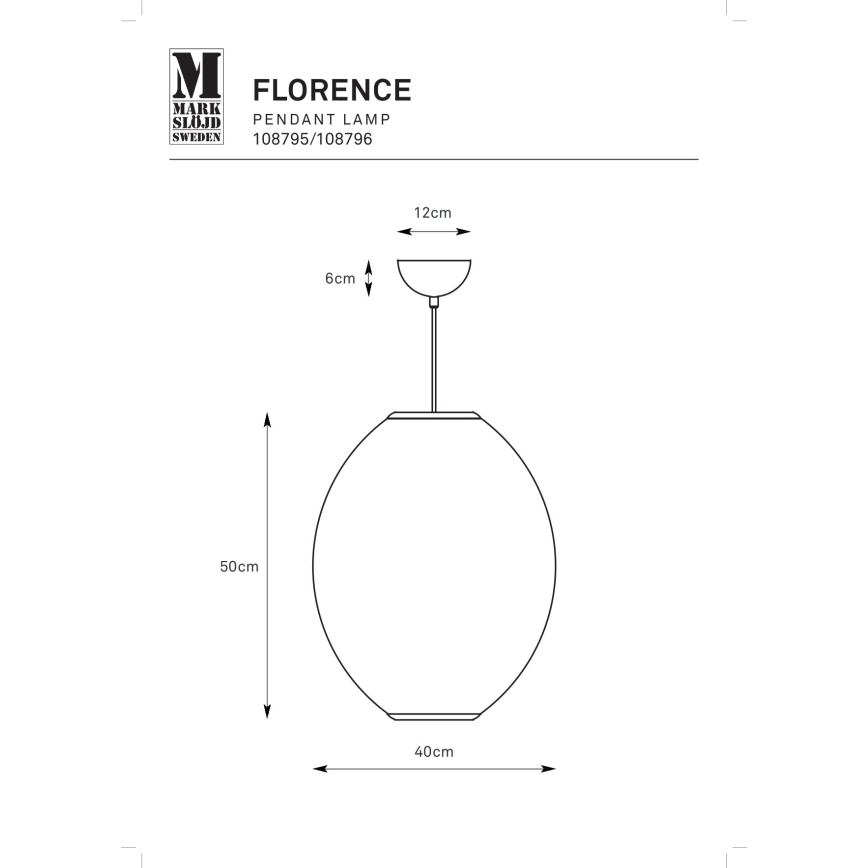 Markslöjd 108796 - Lustr na lanku FLORENCE 1xE27/40W/230V bílá