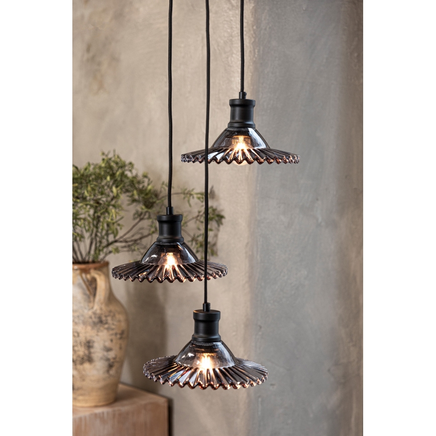Markslöjd 108853 - Lustr na lanku NOVIA 3xE27/40W/230V černá/kouřová