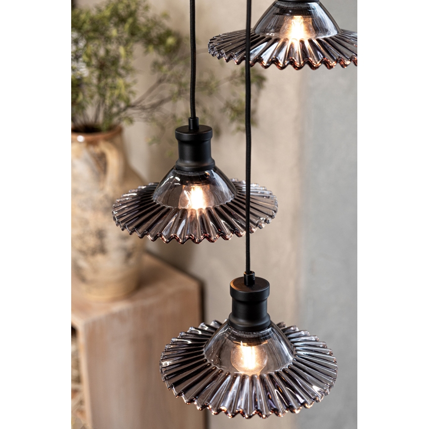 Markslöjd 108853 - Lustr na lanku NOVIA 3xE27/40W/230V černá/kouřová