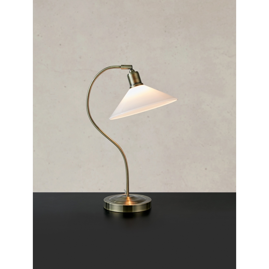 Markslöjd 108863 - Stolní lampa VELA 1xE27/40W/230V mosaz/bílá