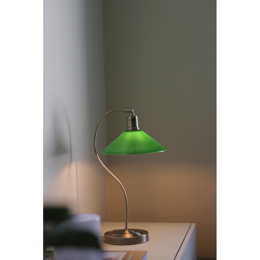 Markslöjd 108864 - Stolní lampa VELA 1xE27/40W/230V mosaz/zelená