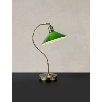 Markslöjd 108864 - Stolní lampa VELA 1xE27/40W/230V mosaz/zelená