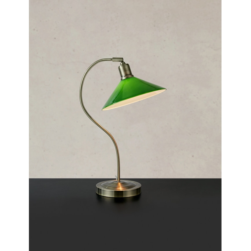 Markslöjd 108864 - Stolní lampa VELA 1xE27/40W/230V mosaz/zelená