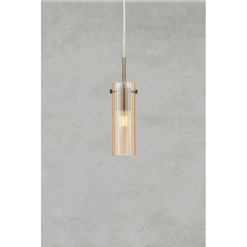 Markslöjd 109015 - Lustr na lanku TIBIA 1xE14/40W/230V kouřová béžová/mosaz