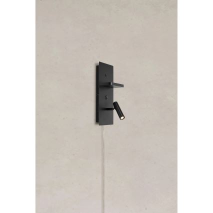 Markslöjd 109018 - LED Nástěnné bodové svítidlo s poličkou a USB portem CARICA LED/4W/230V černá