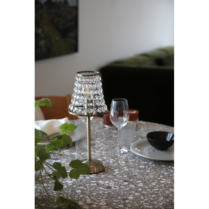 Markslöjd 109125 - LED Stmívatelná nabíjecí dotyková stolní lampa LIORA 1xE14/2W/2000 mAh mosaz