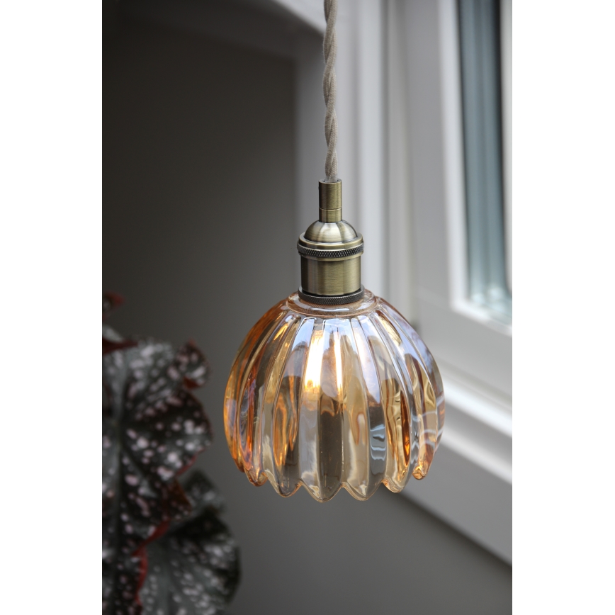 Markslöjd 109137 - Lustr na lanku GOTA 1xE14/40W/230V kouřová béžová/mosaz