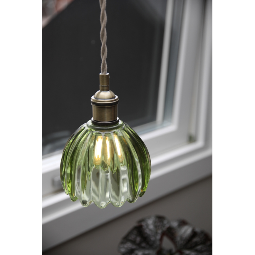 Markslöjd 109138 - Lustr na lanku GOTA 1xE14/40W/230V kouřová zelená/mosaz