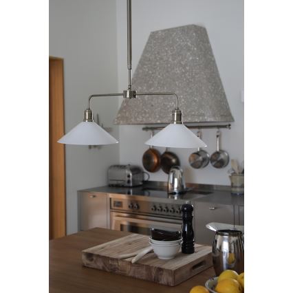 Markslöjd 109160 - Lustr na tyči VELA 2xE27/60W/230V bílá/mosaz