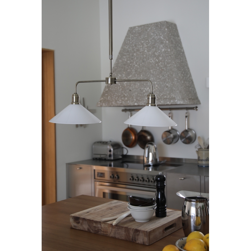Markslöjd 109160 - Lustr na tyči VELA 2xE27/60W/230V bílá/mosaz