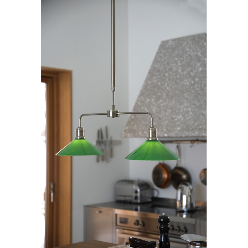Markslöjd 109161 - Lustr na tyči VELA 2xE27/60W/230V zelená/mosaz