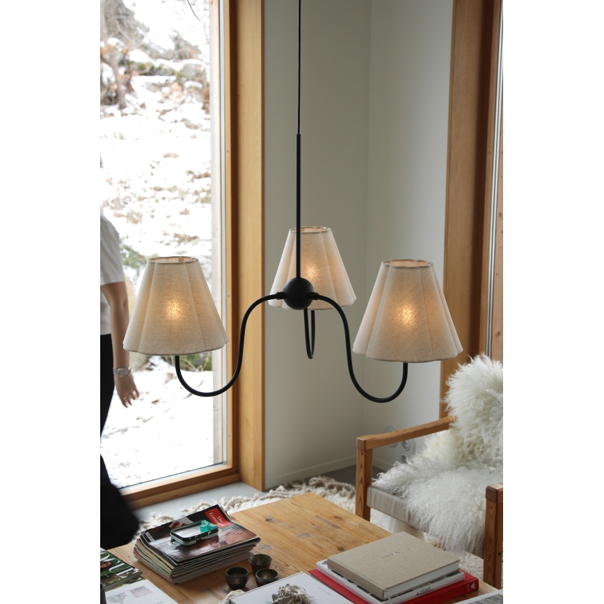 Markslöjd 109172 - Lustr na lanku VEYA 3xE14/40W/230V pr. 90 cm len/černá