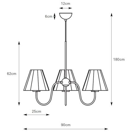 Markslöjd 109172 - Lustr na lanku VEYA 3xE14/40W/230V pr. 90 cm len/černá