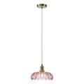 Markslöjd 109178 - Lustr na lanku KURAGE 1xE27/40W/230V mosaz/kouřová růžová