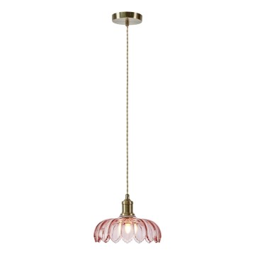 Markslöjd 109178 - Lustr na lanku KURAGE 1xE27/40W/230V mosaz/kouřová růžová