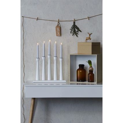 Markslöjd 702229 - Vánoční svícen MASESKÄR 5xE10/3W/230V bílý