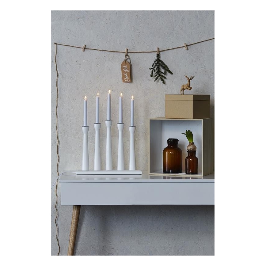 Markslöjd 702229 - Vánoční svícen MASESKÄR 5xE10/3W/230V bílý