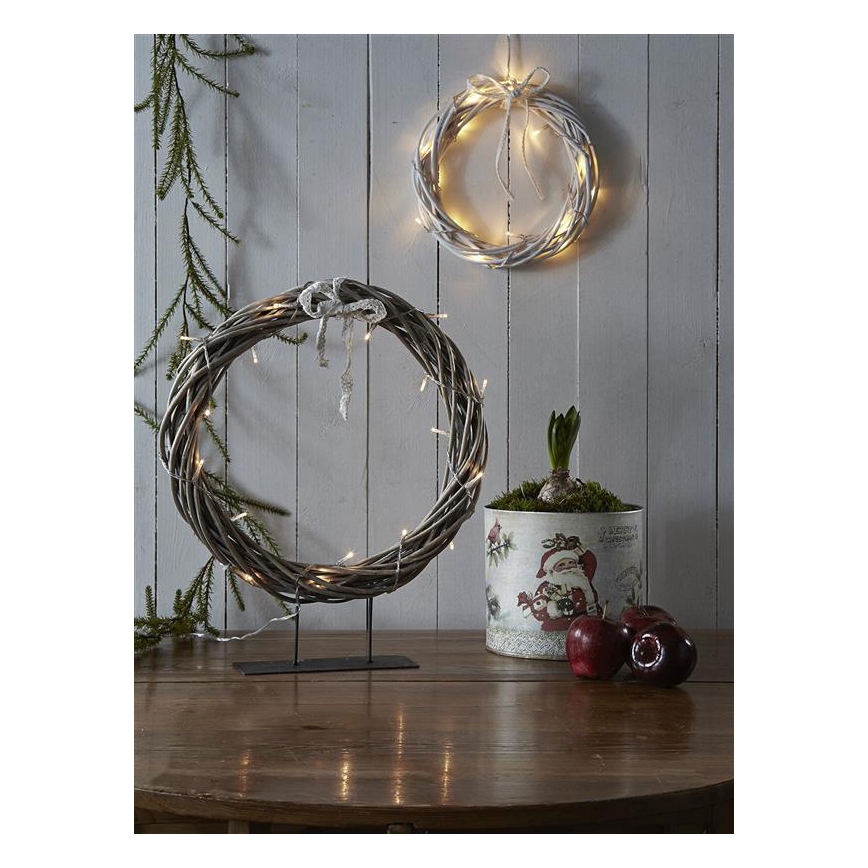 Markslöjd 703108 - Vánoční dekorace KILSTORP LED/1,2W/3xAA věnec 35 cm šedý