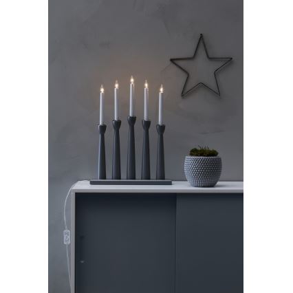 Markslöjd 704197 - Vánoční svícen MASESKÄR 5xE10/3W/230V šedý