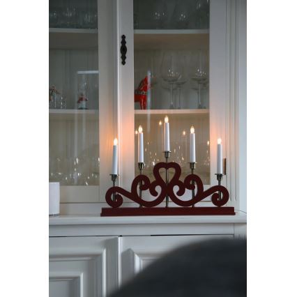 Markslöjd 706211 - Vánoční svícen ENEBY 5xE10/3W/230V červená/mosaz