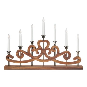 Markslöjd 706428 - Vánoční svícen NIGHTFALL 7xE10/3W/230V hnědá/mosaz
