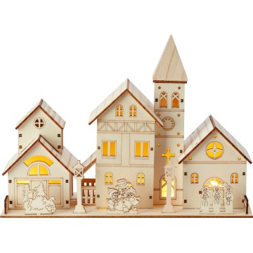 Markslöjd 706447 - LED Vánoční dekorace VILLAGE LED/0,24W/2xAA překližka