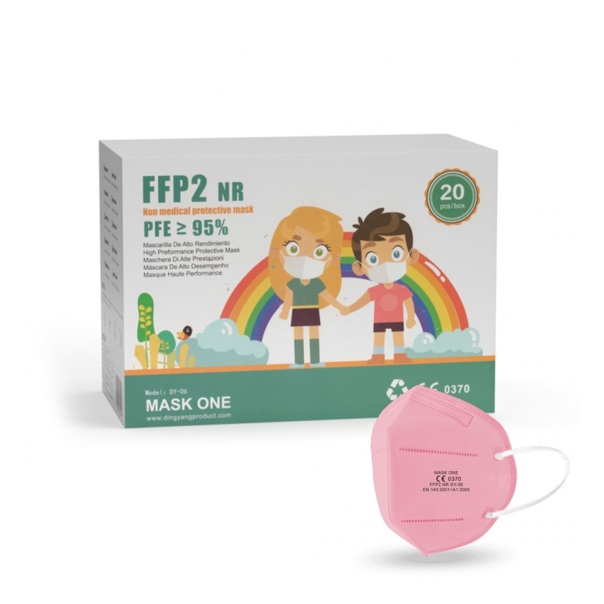 Mask One respirátor dětská velikost FFP2 NR - CE 0370 růžový 50ks