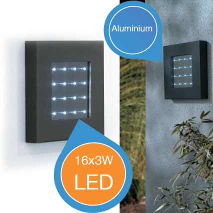 Philips Massive 16709/93/10 - LED Nástěnné svítidlo MILAZZO 16xLED/3W/3,2V