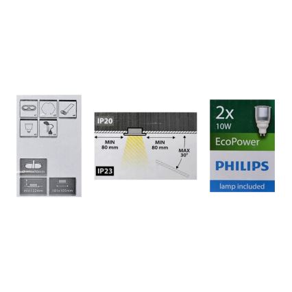 Massive 59657/48/10 - LED Koupelnové podhledové svítidlo HEZE 2xGU10/6W/230V