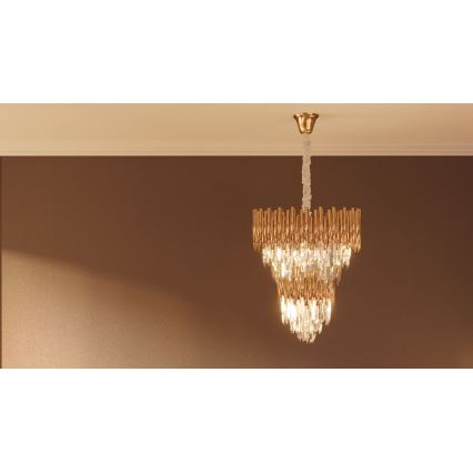 MAXLIGHT P0283 - Lustr na řetězu VOGUE 16xE14/40W/230V pr. 60 cm zlatá
