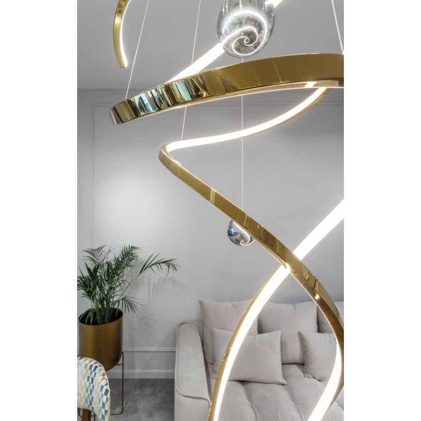 MAXLIGHT P0483D - LED Stmívatelný lustr na lanku RITZ LED/100W/230V pr. 60 cm CRI 90 mosaz