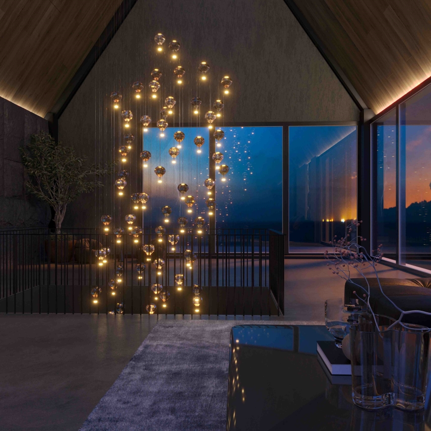 MAXLIGHT P0526D - LED Stmívatelný lustr na lanku PALLONCINI 11xLED/6W/230V pr. 45 cm čirá/béžová/kouřová