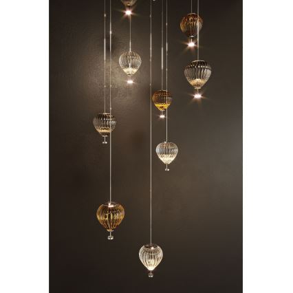 MAXLIGHT P0526D - LED Stmívatelný lustr na lanku PALLONCINI 11xLED/6W/230V pr. 45 cm čirá/béžová/kouřová