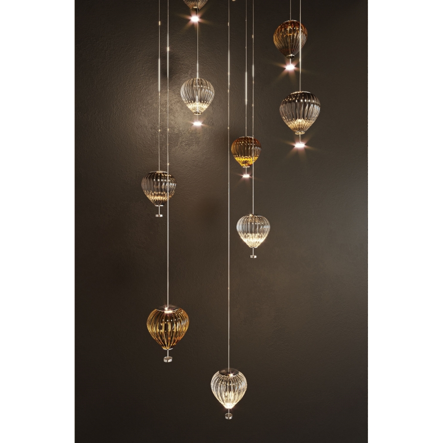 MAXLIGHT P0526D - LED Stmívatelný lustr na lanku PALLONCINI 11xLED/6W/230V pr. 45 cm čirá/béžová/kouřová