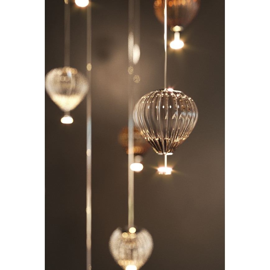 MAXLIGHT P0526D - LED Stmívatelný lustr na lanku PALLONCINI 11xLED/6W/230V pr. 45 cm čirá/béžová/kouřová