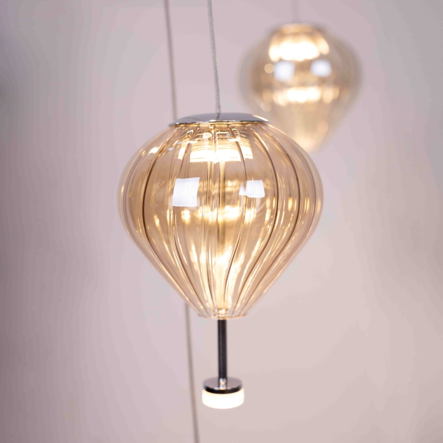 MAXLIGHT P0526D - LED Stmívatelný lustr na lanku PALLONCINI 11xLED/6W/230V pr. 45 cm čirá/béžová/kouřová