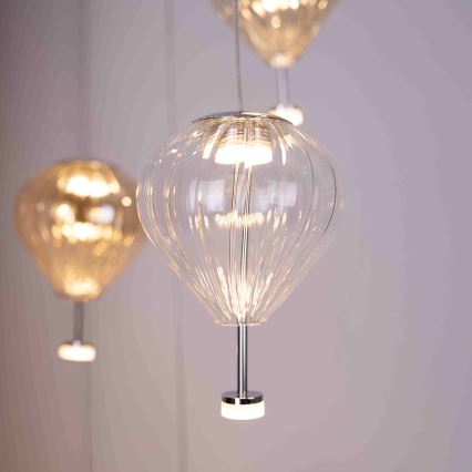 MAXLIGHT P0526D - LED Stmívatelný lustr na lanku PALLONCINI 11xLED/6W/230V pr. 45 cm čirá/béžová/kouřová