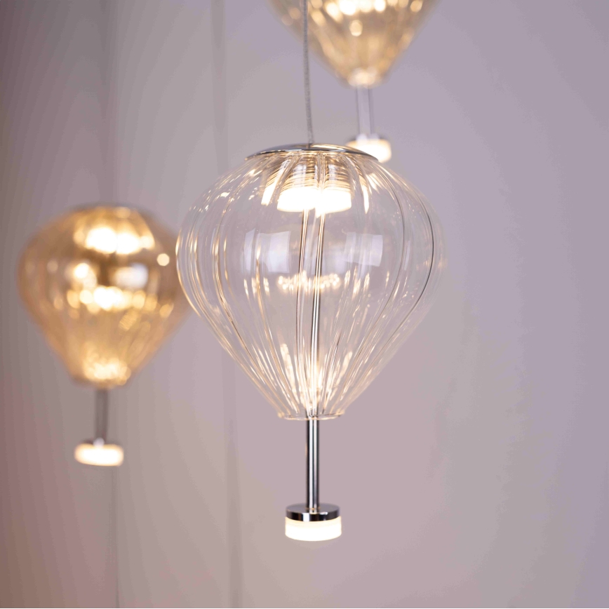 MAXLIGHT P0526D - LED Stmívatelný lustr na lanku PALLONCINI 11xLED/6W/230V pr. 45 cm čirá/béžová/kouřová