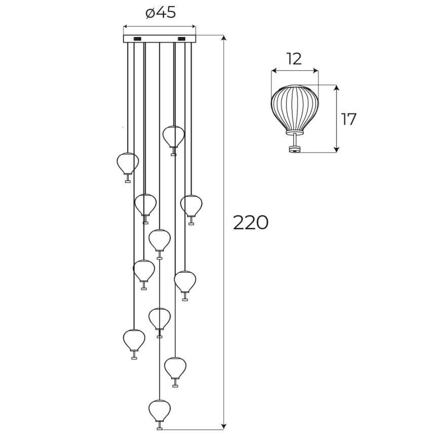 MAXLIGHT P0526D - LED Stmívatelný lustr na lanku PALLONCINI 11xLED/6W/230V pr. 45 cm čirá/béžová/kouřová