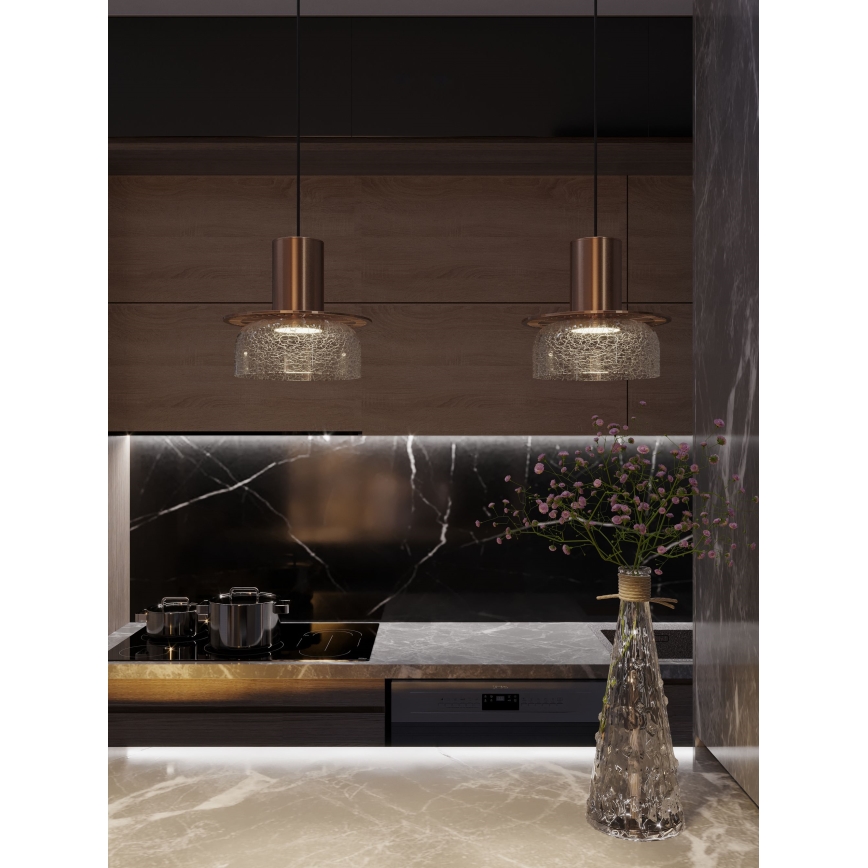 MAXLIGHT P0530 - LED Lustr na lanku SIGNATURE LED/8W/230V pr. 15 cm mosaz/čirá