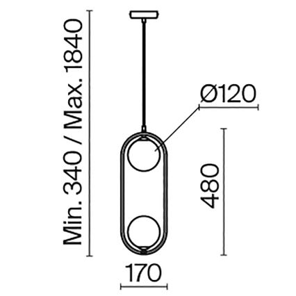 Maytoni MOD013PL-02BS1 - Lustr na lanku RING 2xG9/25W/230V mosaz